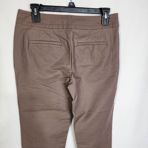 Ann Taylor Womens Cropped Pants Size 4 Brown Signature Cuffed Mid Rise Pockets - Picture 6 of 9